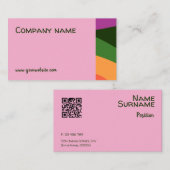 抽象芸術オレンジ色イエローグリーンピンクQR名刺 名刺 (正面/裏面)