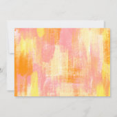 抽象芸術オレンジ色イエローピンク色結婚の 招待状 (裏面)