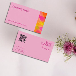 抽象芸術オレンジ色イエロー明るい赤紫色QR名刺 名刺