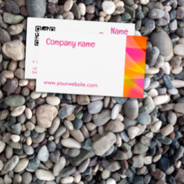 抽象芸術オレンジ色イエロー明るい赤紫色QR名刺 名刺