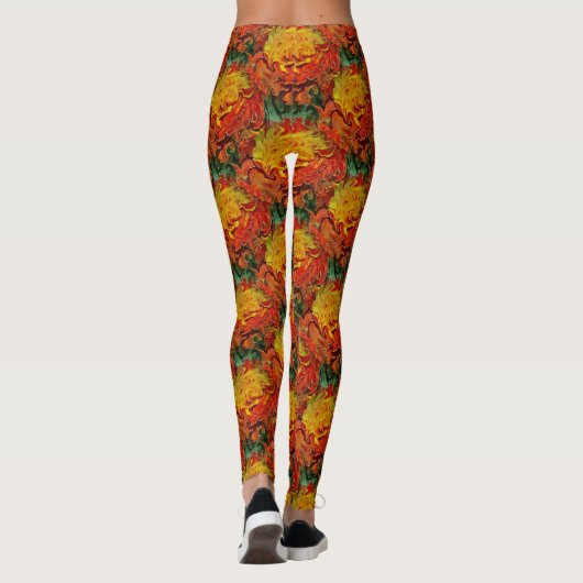 抽象芸術オレンジ黄色の緑のパターン レギンス (裏面)