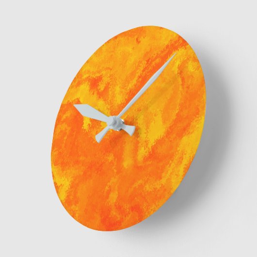 抽象芸術オレンジ黄色拡散 ラウンド壁時計 (傾斜)