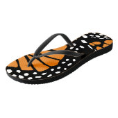 抽象芸術オレンジ&ブラック（昆虫）オオカバマダラ、モナークバタフライ ビーチサンダル (アングル)