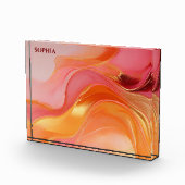 抽象芸術オレンモダンジピンクと金ゴールド- フォトブロック (右)