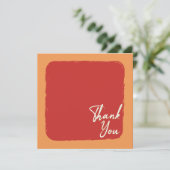 抽象芸術オレン赤と白ジ文字 サンキューカード (スタンド正面)