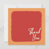 抽象芸術オレン赤と白ジ文字 サンキューカード (正面)