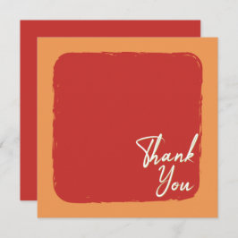 抽象芸術オレン赤と白ジ文字 サンキューカード