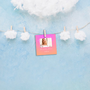 抽象芸術オンブレジオメトリカスタムフォトピンク スクエア名刺