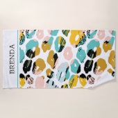 抽象芸術オーガニックカラフル図形パターン ビーチタオル (正面)