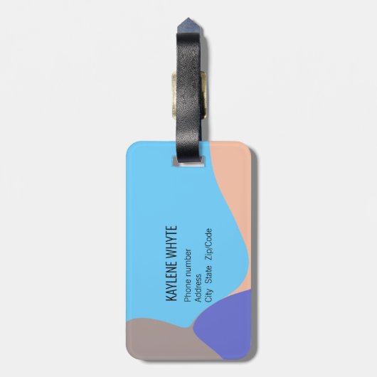 抽象芸術オーガニックシェイプパーソナライズされた ラゲッジタグ (裏面縦)