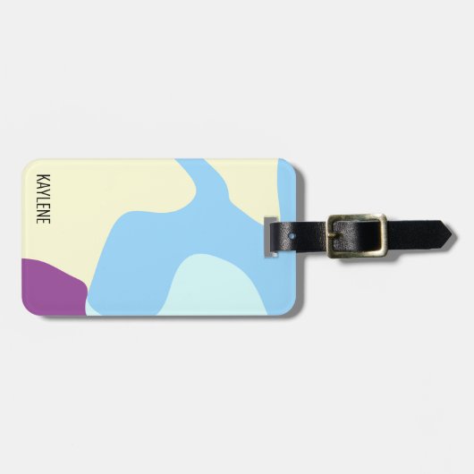 抽象芸術オーガニックシェイプパーソナライズされた ラゲッジタグ (正面横)