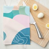 抽象芸術オーガニックシェイプ日没カラーパレット キッチンタオル (四つ折り)