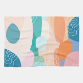 抽象芸術オーガニックシェイプ日没カラーパレット キッチンタオル (横)