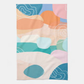 抽象芸術オーガニックシェイプ日没カラーパレット キッチンタオル (縦)