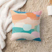 抽象芸術オーガニックシェイプ日没カラーパレット クッション (ブランケット)