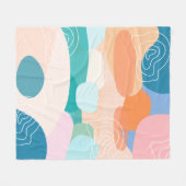 抽象芸術オーガニックシェイプ日没カラーパレット フリースブランケット (正面(横))