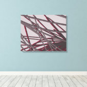 抽象芸術オーガニック線デザイン |グレーとブルゴーニュ キャンバスプリント (インサイチュ (ウッドフロア))