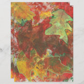 抽象芸術オータムオーク葉ズスクラップブック紙 (正面/裏面)