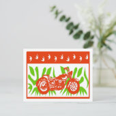 抽象芸術オートバイクリスマス シーズンポストカード (スタンド正面)