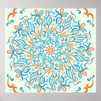 抽象芸術オーナメントセラミックタイルパターン ポスター