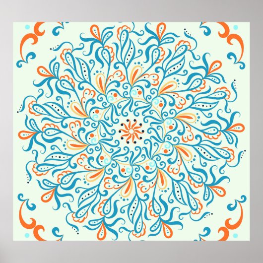 抽象芸術オーナメントセラミックタイルパターン ポスター (正面)