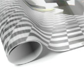 抽象芸術オーブ市松模様にグレイとブラックモダンアート ラッピングペーパー (ロールコーナー)