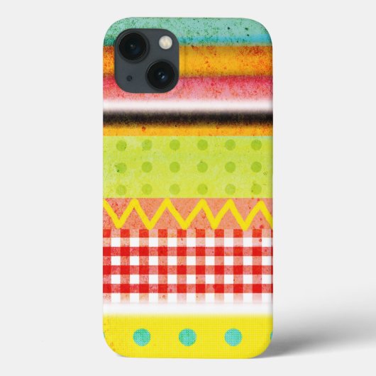抽象芸術オールドスタイルジンガムジグザグポストライプのルカ Case-Mate iPhoneケース (裏面)