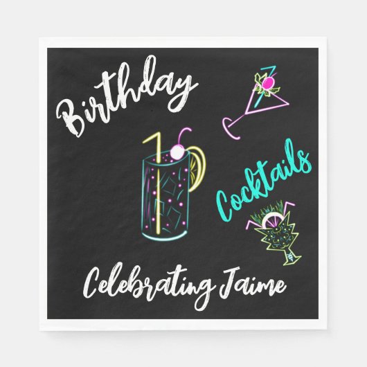 抽象芸術カクテルネオンドリンクバークラブ スタンダードランチョンナプキン (正面)