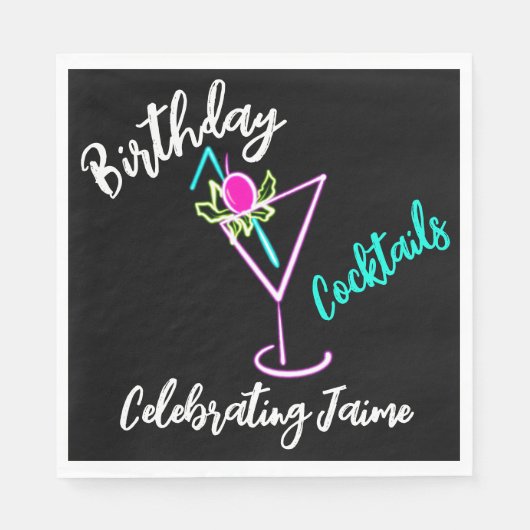 抽象芸術カクテルネオンドリンクバークラブ スタンダードランチョンナプキン (正面)