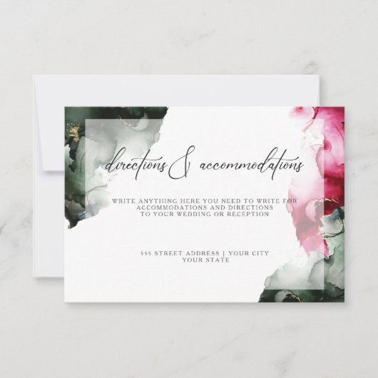 抽象芸術カスタムクリムゾンとセージ緑 招待状 (正面)