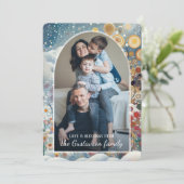 抽象芸術カスタムスノーフレークフローラホリデーリース シーズンカード (スタンド正面)