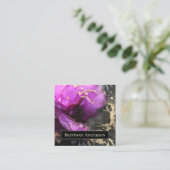 抽象芸術カスタムパープルブラック金ゴールド スクエア名刺 (スタンド正面)