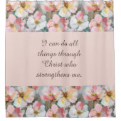 抽象芸術カスタムピンクローゼバイブル引用文 シャワーカーテン (正面)