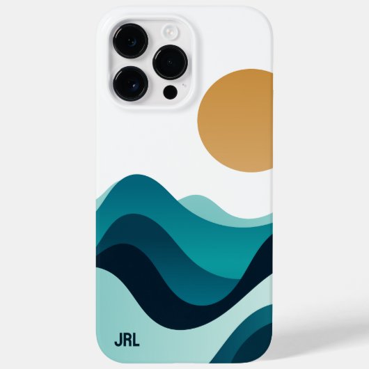 抽象芸術カスタム海波太陽ミニマル青ホワイト Case-Mate iPhoneケース (裏面)