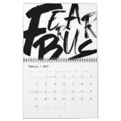 抽象芸術カスタム白黒文字カレンダー カレンダー (2月 2027)