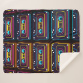 抽象芸術カセットテープネオン調バックグロ シェルパブランケット (正面(横))