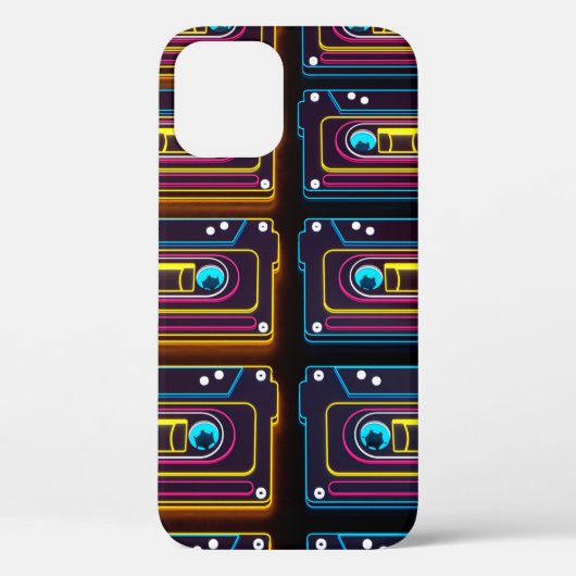 抽象芸術カセットテープネオン調バックグロ Case-Mate iPhoneケース (裏面)