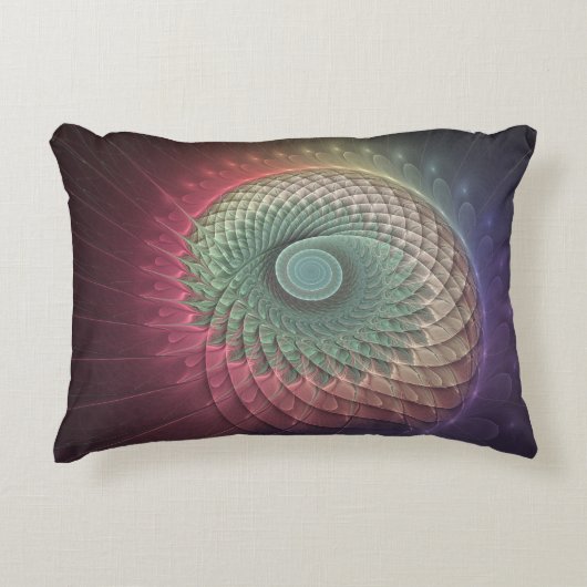 抽象芸術カタツムリカラフルモダンフラクタルアート アクセントクッション (正面)