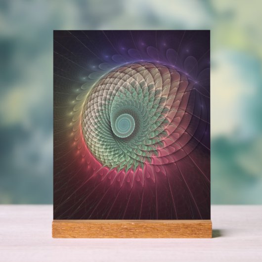 抽象芸術カタツムリカラフルモダンフラクタルアート アクリルサイン (ニュートラル)