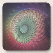 抽象芸術カタツムリカラフルモダンフラクタルアート コースター (正面)