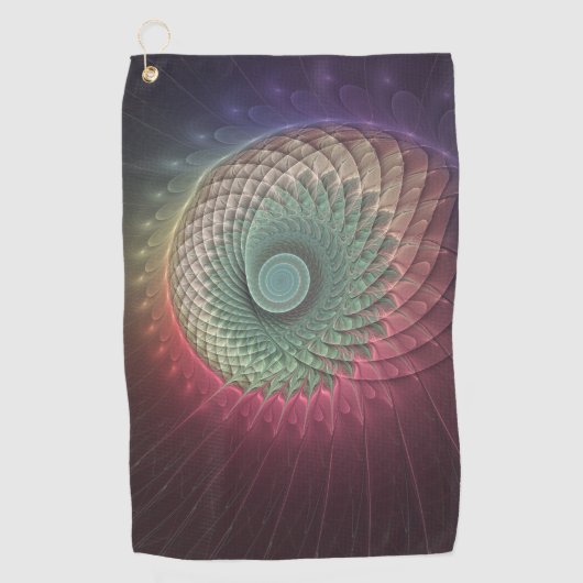 抽象芸術カタツムリカラフルモダンフラクタルアート ゴルフタオル (正面)