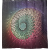 抽象芸術カタツムリカラフルモダンフラクタルアート シャワーカーテン (正面)