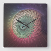 抽象芸術カタツムリカラフルモダンフラクタルアート スクエア壁時計 (正面)