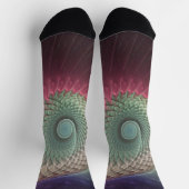 抽象芸術カタツムリカラフルモダンフラクタルアート ソックス (上部)