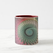 抽象芸術カタツムリカラフルモダンフラクタルアート ツートーンマグカップ (中央)