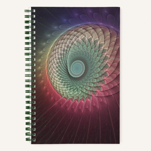 抽象芸術カタツムリカラフルモダンフラクタルアート ノートブック (正面)