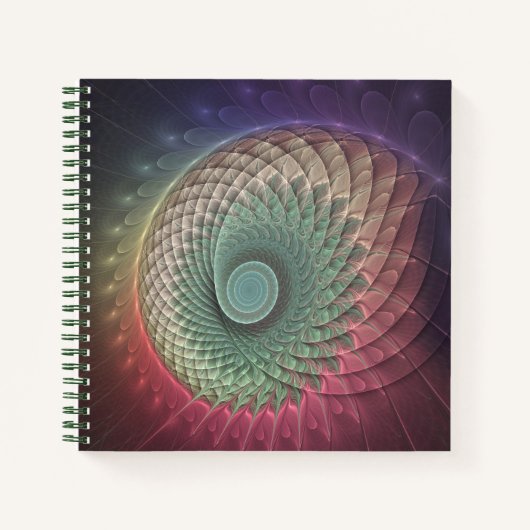 抽象芸術カタツムリカラフルモダンフラクタルアート ノートブック (正面)