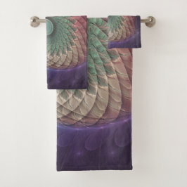 抽象芸術カタツムリカラフルモダンフラクタルアート バスタオルセット