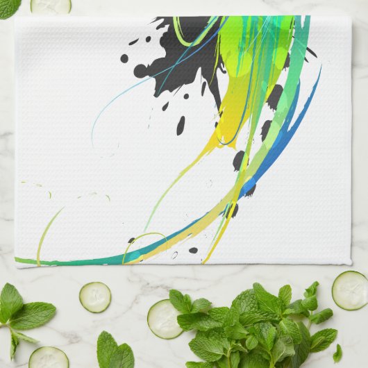 抽象芸術カッコいいウォー絵を描（ばちゃばちゃ）跳ねる キッチンタオル (折り畳み)