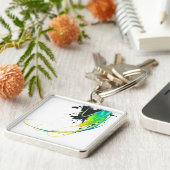 抽象芸術カッコいいウォー絵を描（ばちゃばちゃ）跳ねる キーホルダー (側面)